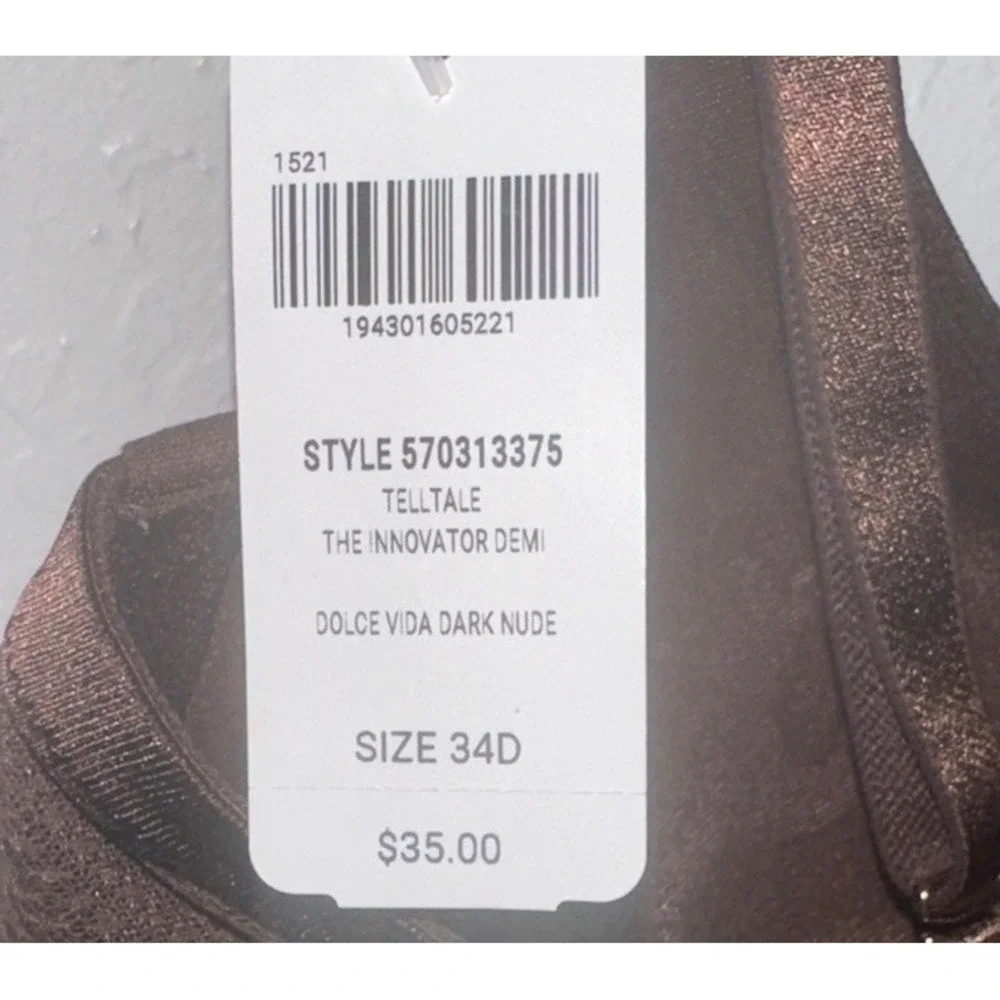 Telltale The Innovator Demi Bra 34D Dolce Vida Dark Nude Brown Underwire New‎